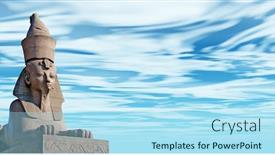  Presentation with egyptian - Presentation design having antique egyptian sphinx on quay of the river background and a arctic colored foreground
