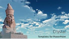  Presentation with egyptian - Cool new presentation theme with antique egyptian sphinx on quay of the river backdrop and a light blue colored foreground