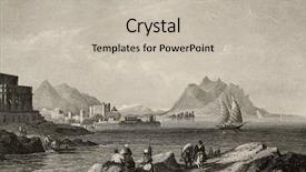  Presentation with engraving - Beautiful theme featuring antique engraving showing a view of gulf of palermo italy the original illustration may be dated to the half of 19th c aus d kunstanst d bibliogr inst in hildburgh - eigenthum der verleger backdrop and a soft green colored foreground