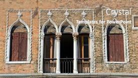  Presentation with facade - Colorful presentation theme enhanced with antique facade of an old building venice italy backdrop and a coral colored foreground