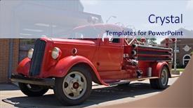  Presentation with fire truck - Audience pleasing PPT layouts consisting of antique fire engine backdrop and a sky blue colored foreground