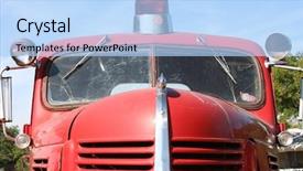  Presentation with fire truck - Slide set consisting of antique fire truck background and a light blue colored foreground