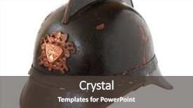  Presentation with firefight - Presentation design consisting of antique firefighter's helmet background and a tawny brown colored foreground
