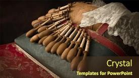  Presentation with antique - PPT layouts with antique-flemish-lace-making-pillow background and a tawny brown colored foreground