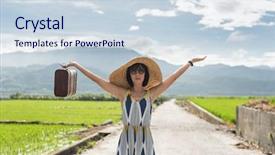  Presentation with asian - Amazing theme having antique free - asian woman traveling and raising backdrop and a  colored foreground