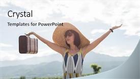  Presentation with asian - Beautiful presentation theme featuring antique free - asian woman traveling and raising backdrop and a white colored foreground