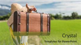  Presentation with asian - Presentation theme consisting of antique free - asian woman traveling and raising background and a yellow colored foreground