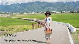  Presentation with asian literature - Presentation featuring antique free - portrait of asian woman hold background and a mint green colored foreground