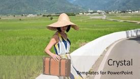  Presentation with wait - Colorful PPT layouts enhanced with antique free - woman wait and hold backdrop and a coral colored foreground