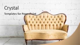  Presentation with vintage retro - Beautiful PPT layouts featuring antique furniture - brown retro classical style sofa backdrop and a white colored foreground