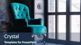  Presentation with furniture - Presentation theme consisting of antique furniture - vintage chair background and a ocean colored foreground