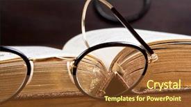  Presentation with book glasses - Presentation theme consisting of antique glasses in front background and a tawny brown colored foreground