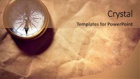  Presentation with compass - Cool new PPT theme with antique golden compass on paper backdrop and a coral colored foreground