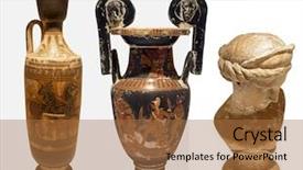  Presentation with pottery - Cool new slide deck with antique greek or roman pottery backdrop and a coral colored foreground