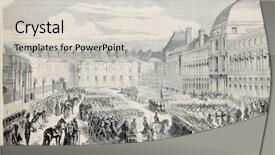  Presentation with military bible - PPT theme featuring antique illustration of french military background and a light gray colored foreground