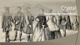  Presentation with antique - Slides consisting of antique illustration of hungarian costumes background and a gray colored foreground