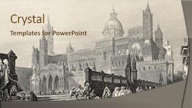  Presentation with gothic cathedral - Presentation theme enhanced with antique illustration of palermo cathedral background and a lemonade colored foreground