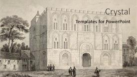  Presentation with engraving - Amazing slides having antique-illustration-of-the-zisa backdrop and a soft green colored foreground