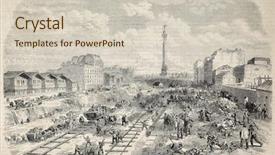  Presentation with antique - Presentation theme consisting of antique illustration shows lowering works of canal saint martin in paris original from drawing of provost was published on l'illustration journal universel paris 1860 background and a soft green colored foreground