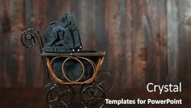  Presentation with infant - Audience pleasing slides consisting of antique infant baby cradle on grunge wooden background backdrop and a wine colored foreground
