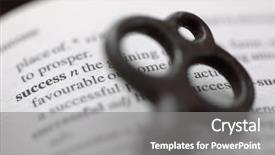  Presentation with dictionary - Amazing PPT theme having antique key resting backdrop and a gray colored foreground