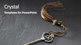  Presentation with slate - Theme having antique key with tassel background and a dark gray colored foreground