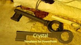  Presentation with dark scroll - Slide deck consisting of antique keys and scroll on dark background background and a tawny brown colored foreground