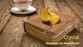  Presentation with bound - Audience pleasing PPT theme consisting of antique-leather-bound-journal backdrop and a tawny brown colored foreground
