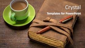  Presentation with bound - PPT layouts consisting of antique-leather-bound-journal background and a tawny brown colored foreground