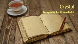  Presentation with bound - Beautiful theme featuring antique-leather-bound-journal backdrop and a tawny brown colored foreground