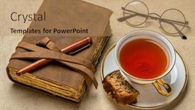  Presentation with bound - Presentation theme consisting of antique-leather-bound-journal background and a coral colored foreground