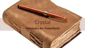 Presentation with bound - Cool new PPT theme with antique-leather-bound-journal backdrop and a red colored foreground