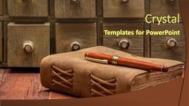  Presentation with apothecary - Cool new PPT theme with antique-leather-bound-journal backdrop and a tawny brown colored foreground