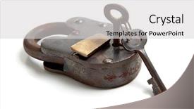  Presentation with lock key - Slides consisting of antique lock with skeleton key background and a light gray colored foreground