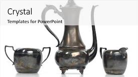  Presentation with milk tea - Amazing PPT theme having tea pot a milk jug backdrop and a white colored foreground