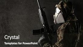  Presentation with gas - PPT layouts having antique mission - soldier with camouflage suit background and a dark gray colored foreground