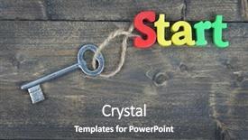  Presentation with mission - Colorful PPT layouts enhanced with antique mission - start word on wooden table backdrop and a dark gray colored foreground