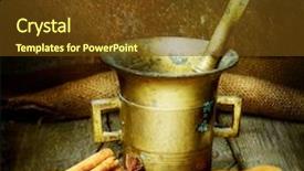  Presentation with mortar - Audience pleasing slide deck consisting of antique mortar with pestle backdrop and a tawny brown colored foreground