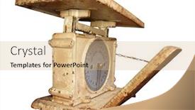  Presentation with personal - Audience pleasing PPT theme consisting of antique-personal-weighing-reverse-scales backdrop and a  colored foreground