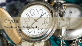 Presentation with antique - PPT theme consisting of antique-pocket-watch background and a coral colored foreground