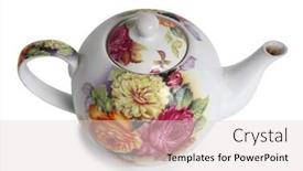  Presentation with tableware - Amazing PPT theme having antique porcelain tableware for tea on a white background backdrop and a light gray colored foreground