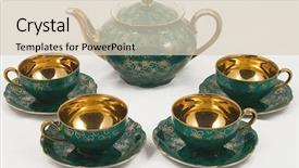  Presentation with porcelain - Slides having antique porcelain tea set background and a lemonade colored foreground