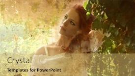  Presentation with antique - Beautiful presentation theme featuring antique-portrait-of-a-beautiful backdrop and a yellow colored foreground