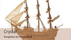  Presentation with old ship - Colorful slide set enhanced with antique ship as wooden model backdrop and a coral colored foreground