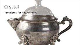  Presentation with white milk - Theme consisting of antique-silver-milk-jug-isolated background and a white colored foreground