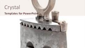  Presentation with iron - Theme with antique-slug-iron-on-white background and a lemonade colored foreground