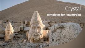  Presentation with eastern - Slides with antique-statues-at-sunrise background and a gray colored foreground