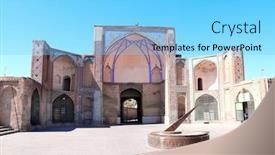  Presentation with mosque iran - Presentation theme consisting of antique-sundial-in-front background and a light blue colored foreground