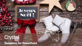  Presentation with country christmas - Amazing PPT layouts having antique things - merry christmas in french text backdrop and a violet colored foreground
