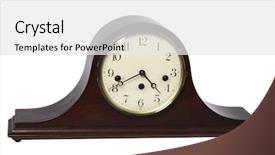  Presentation with clock - Cool new PPT layouts with antique things - wooden mantelpiece clock on white backdrop and a white colored foreground